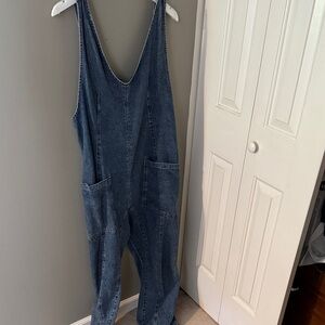 Free people high roller Indigo Denim Jumpsuit